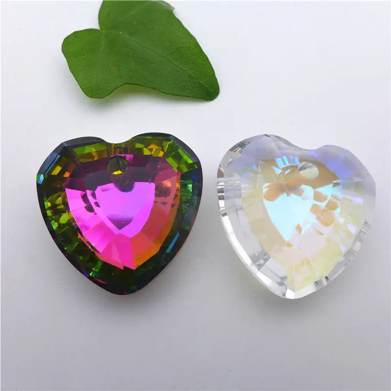 

32mm ab white/metalic/rainbow cut face heart shape jewelry DIY accessories crystal pendants chandelier lamp free shipping 12pcs