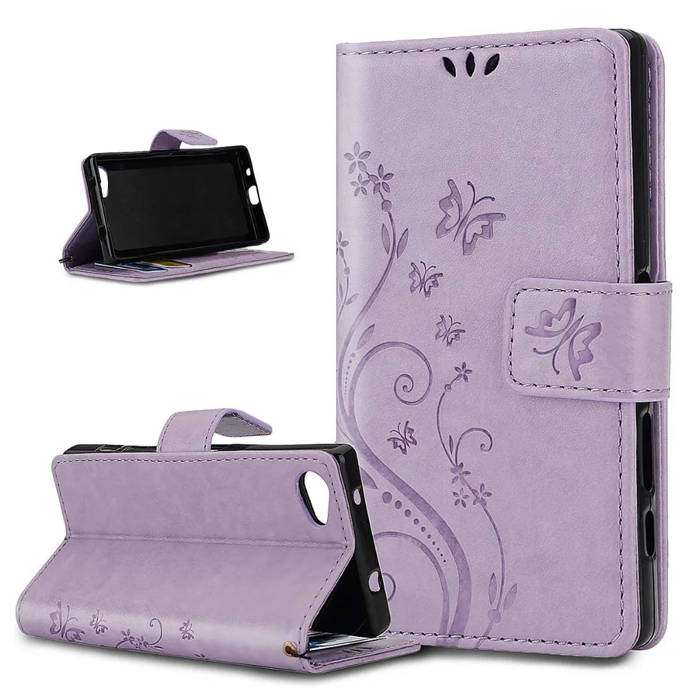 Butterfly Flower Patterned PU Leather Wallet Case Cover For Sony Xperia XZ2 XZ1 Z3 Mimi Z5 E5 XA Z3 Z5 Mini XA1 Phone Capa Coque (1)