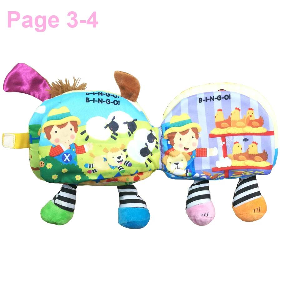 Baby Cartoon Dog Deer Rattles Plush Cloth Book Children Durable Learning Cloth Book Animal Clothes Book Early Education Toy DS19