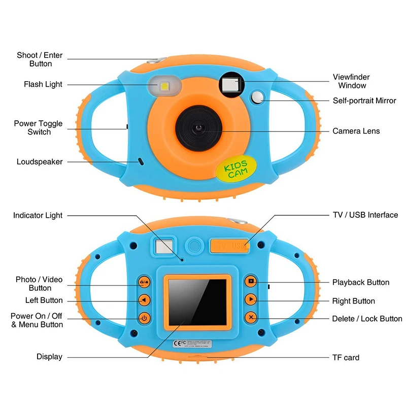 child educational Toy Camera for Boy Girl cam Creative Lightweight Digital Camera for Kid with Soft Silicone Protective ShellP30