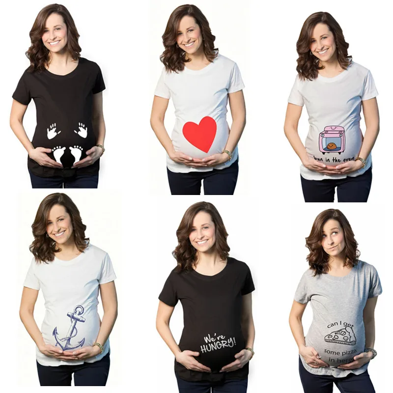 Летние футболки для беременных с коротким рукавом Повседневная Одежда для беременных забавная для беременных женщин Marternity одежда