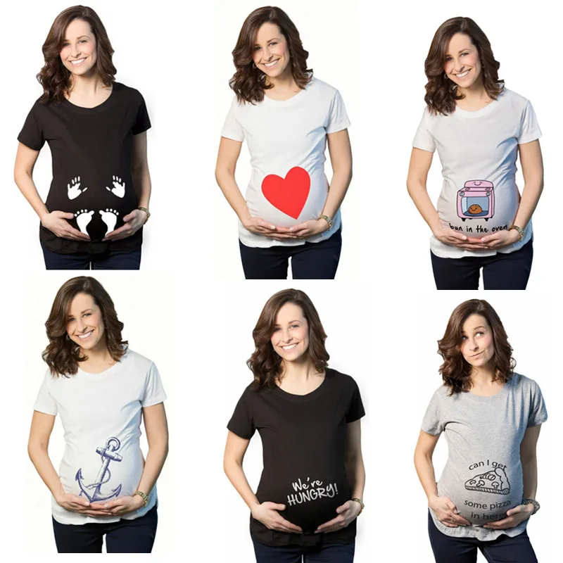 

Summer Pregnant Maternity T Shirts Short Sleeve Casual Pregnancy Clothes Funny For Pregnant Women Marternity Clothing Tees Tops