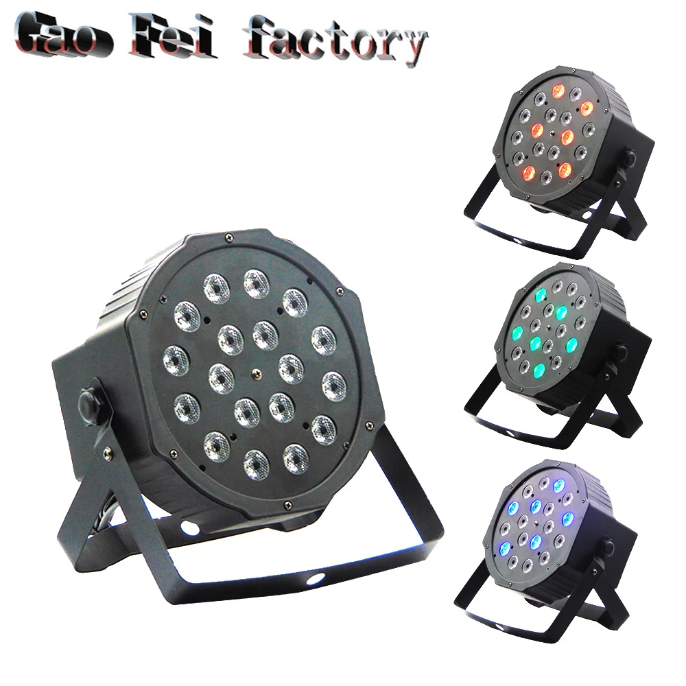

(4 pieces/lot) LED Par Lights18x3W 60W High Power RGB Par Light With DMX512 Master Slave Led Flat DJ Equipments Controller