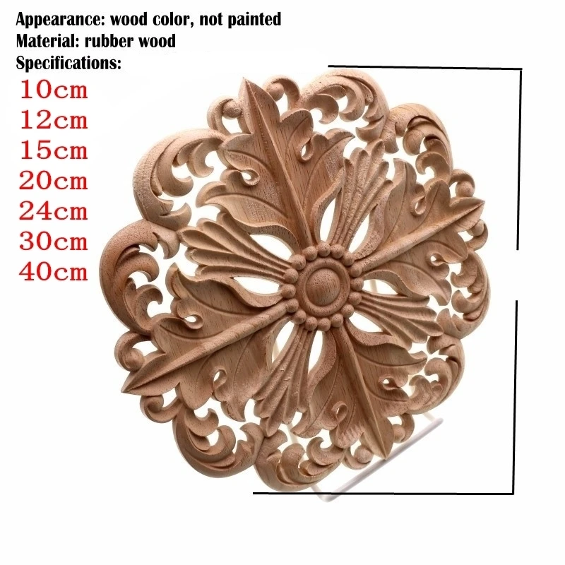Runbazef резьба по дереву Мебель украшения Европейский Стиль твердой древесины Круглый аппликация сердце декоративные фигурки цветок миниатюры