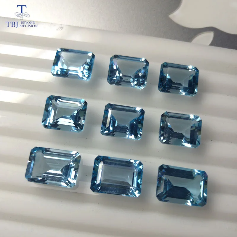 Tbj natural sky topaz oct10*14 ard 9ct for 925 sterling silver jewelry mounting 100% natural sky topaz loose gemstones loose gemstones