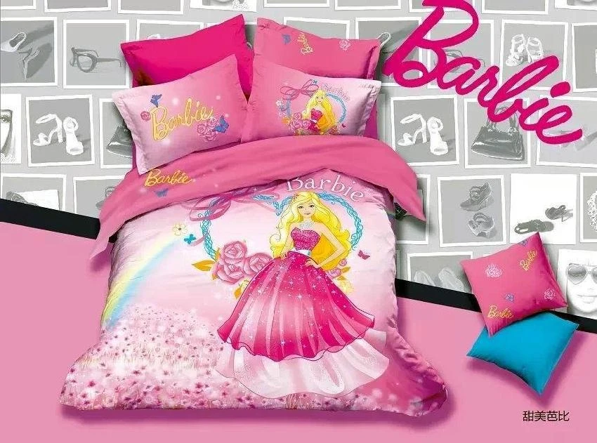 3D Pink Kids girls cartoon Barbie bedding comforter set bedroom sets  children for queen size bed bedspread sheet duvet cover|childrens comforter  sets|child hammocksets - AliExpress