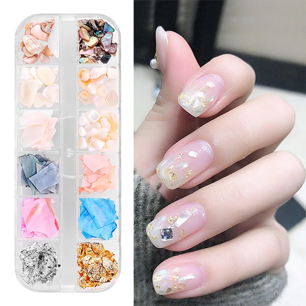 1 коробка 3D красочные крошка из ракушки нейл-арта украшения New Nails мерцание маникюрный набор тонкий дизайн ногтей блестящие сандалии с украшениями, инструменты