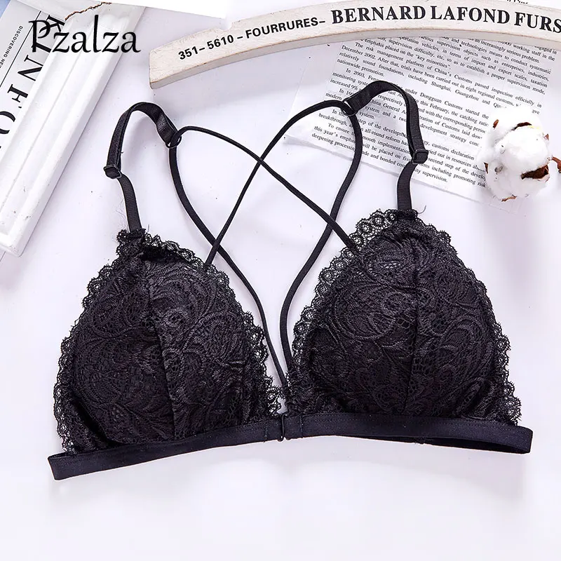 

New Women Lace Bralette Bras Sexy Triangle With Pad Cup Back Cross Strappy Sexy Lingerie Lace Bras For Women Bralette One Size