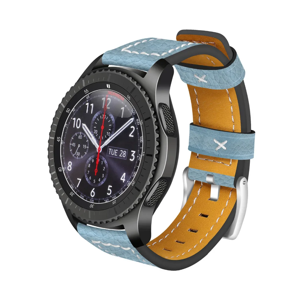 Ремешок из натуральной кожи для samsung gear s3 frontier/classic watch band 22 мм кожаный браслет