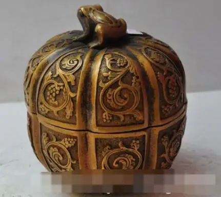 

S0730 chinese palace bronze fengshui frog Toad pumpkin statue bowl tanks Jar Box discount 30% (C0324)