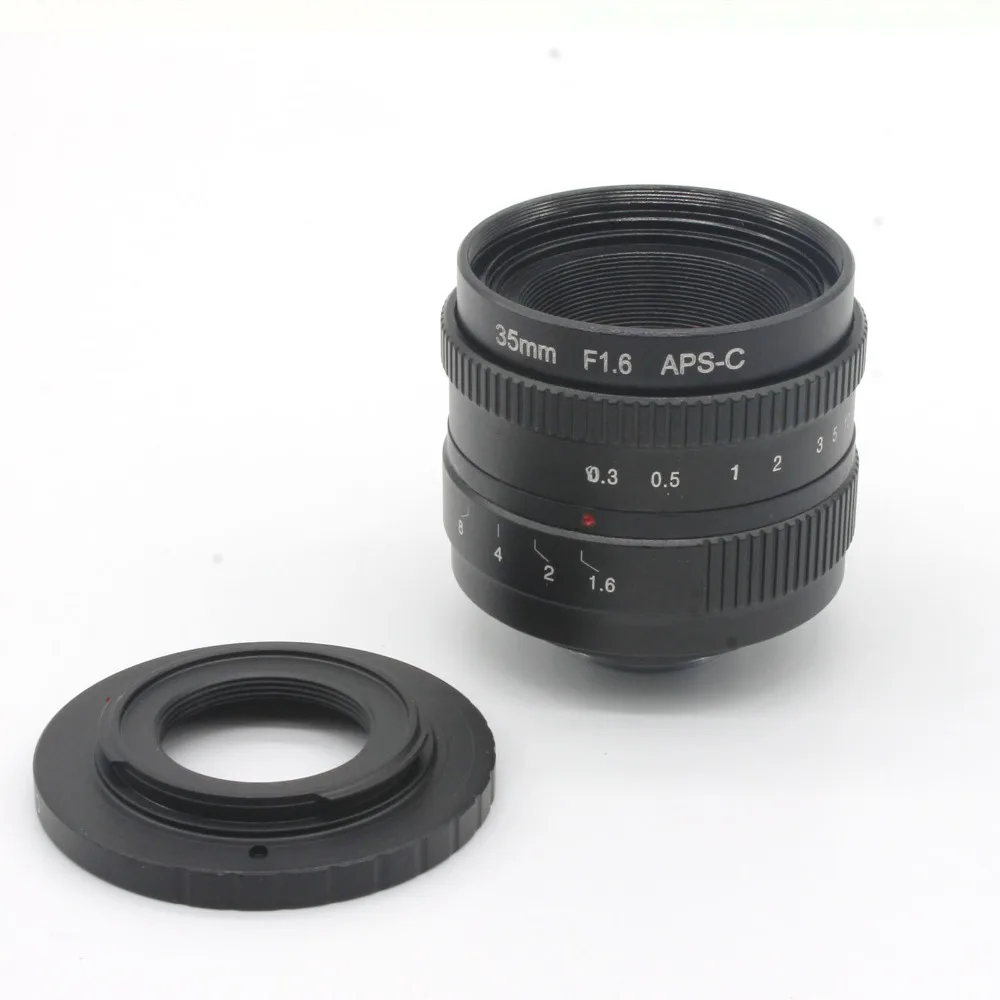 35 мм f1.6 C mount Объектив камеры ВИДЕОНАБЛЮДЕНИЯ для APS сенсор с M4/3 переходное кольцо