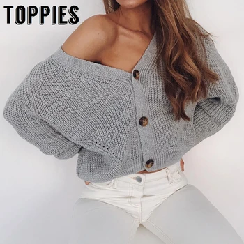 

2019 Sweater Woman V Neck Knitting Cardigan Loose Single Breasted Coat Plus Size Women Sweater