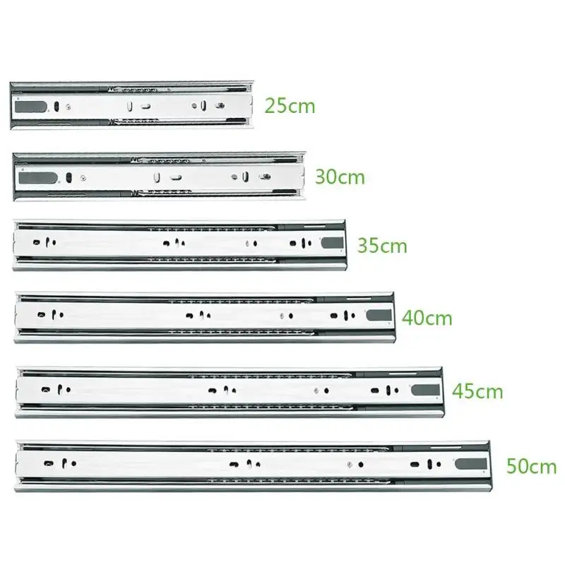2 шт. с 3-я ступенями гладкая немой ящик трек направляющие рельсы для мебельной фурнитуры Нержавеющая сталь Кухня шкаф с выдвижными ящиками оборудования