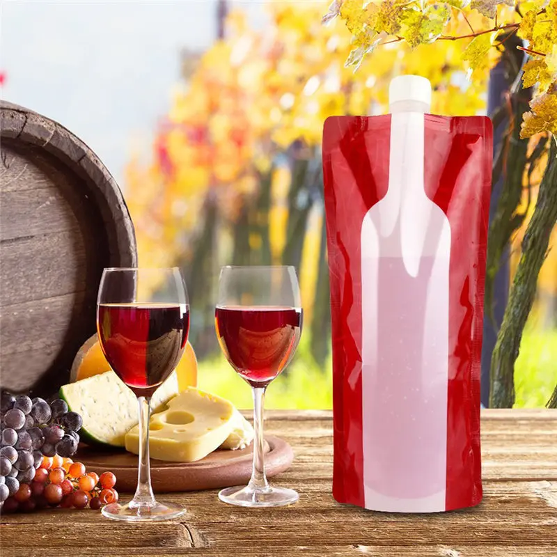 Foldable Reusable Portable Wine Bottle Bag Wine Bag Unbreakable Flask
