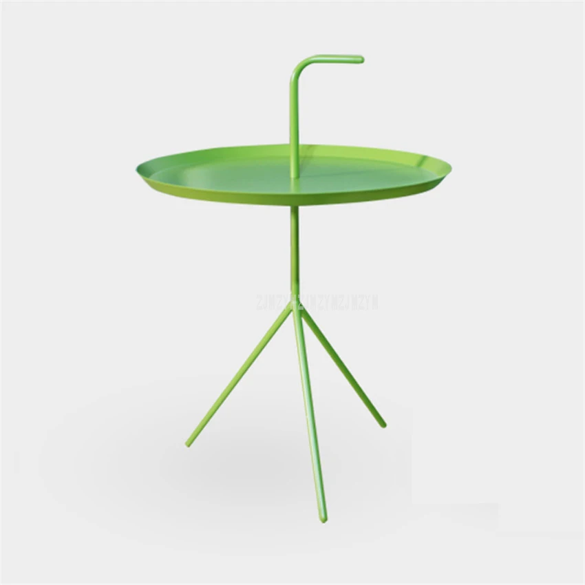 Creative Nordic Style Mini Round Tea Coffee Table Metal Modern Minimalist Home Bedroom Iron Art Small Bedside Table With Handle