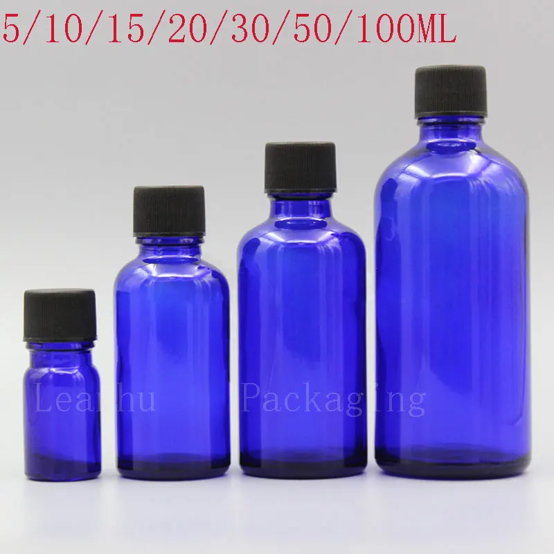 Blue Essential oil Bottle With Black Plastic Screw Cap,refillable