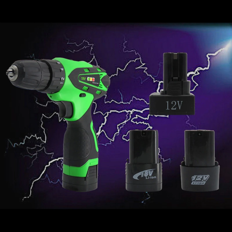 

12V Electric Screwdriver Cordless Electric Drill Lithium Battery Rechargeable Power Tools 2-Speed + Instructions EU Plug Adapter