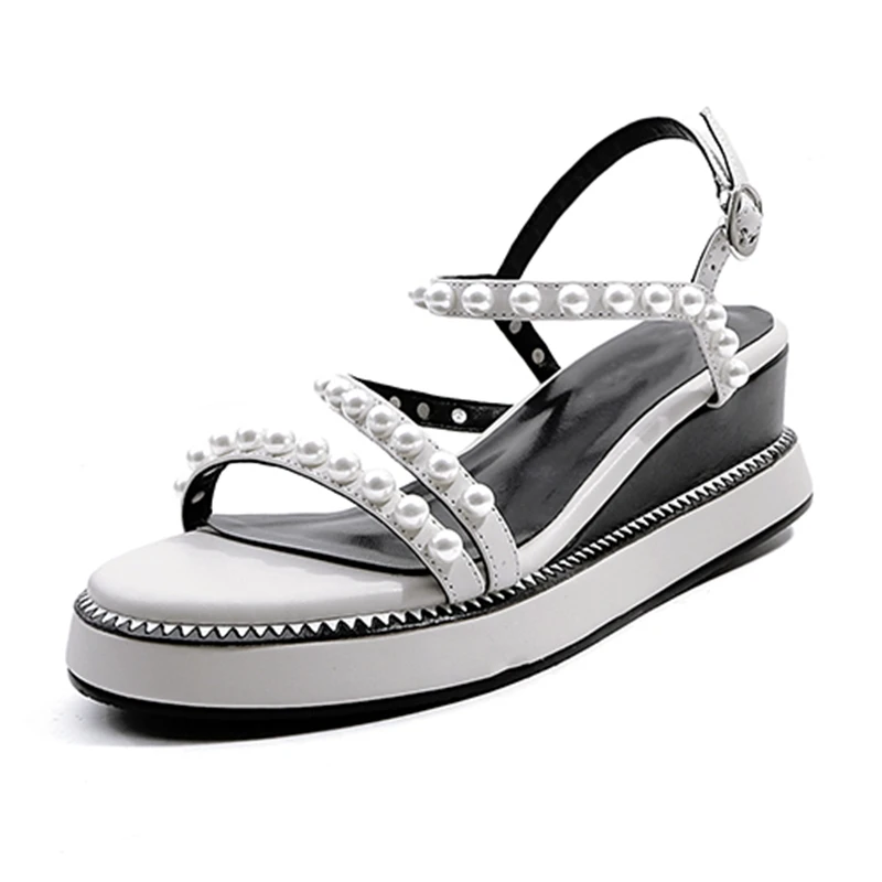 Bolso Punta 40 Mujer Sandalias Cuero Talla 34 De Black Abierta Zapatos Enmayer Zyl2677 Las Cuñas white Genuino Mujeres 1Xqxdv1w6