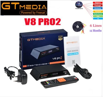 

Gtmedia V8 pro2 H.265 DVB-S2+T2+DVB-C Satellite Receiver Built in WIFI PowerVu Biss for 1 Year Europe