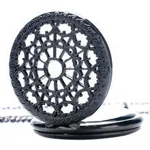 Антикварные полые винтажные черные паутины стимпанк черное ожерелье медсестры кварцевые карманные часы с цепочкой relogio de bolso Рождественский подарок