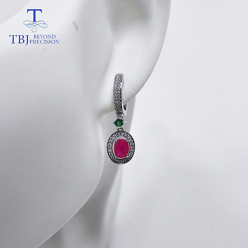 TBJ, рубиновые серьги и натуральный изумруд, драгоценный камень, классический стиль, серебро 925 пробы, модные ювелирные изделия для женщин, подарки на годовщину