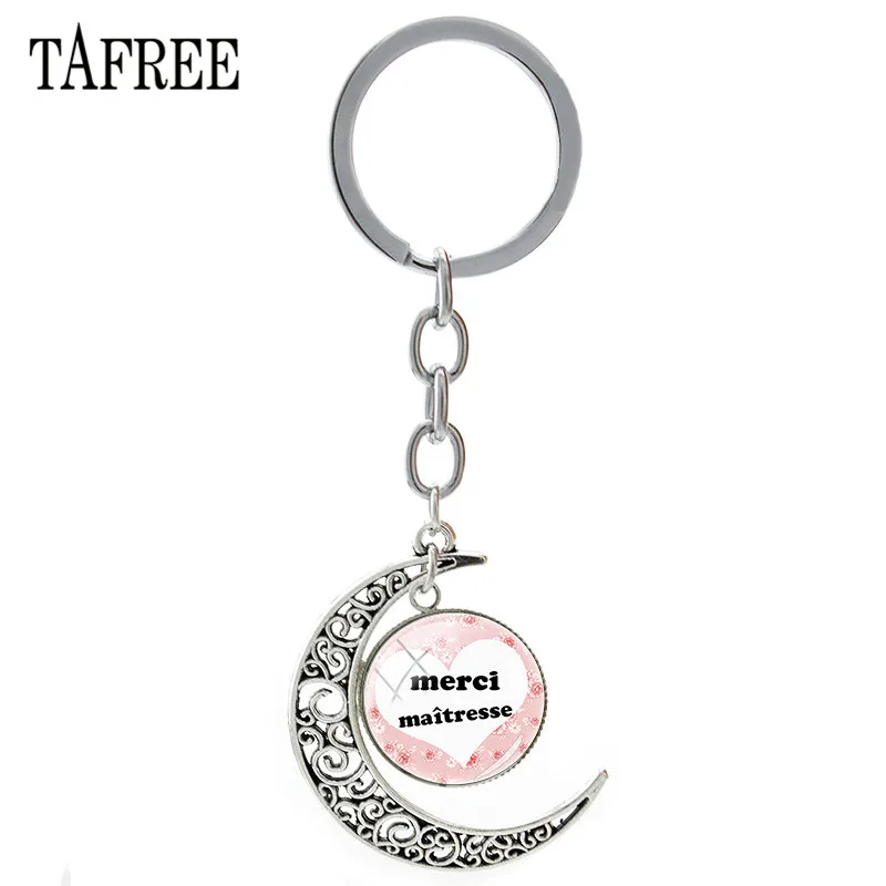 

TAFREE 2018 French Letter "Je Suis Une Maman Qui Dechire"keychain Merci Super Maitresse Keyrings Pendant Teachers' Gift CT278
