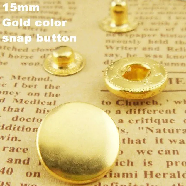 15mm Gold color metal snap button, 100 pcs/lot free shipping via CPAM
