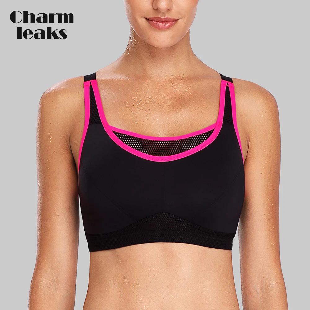Charmleaks, женский спортивный бюстгальтер с подкладом, бюстгальтер для йоги, сетчатый, дышащий, для фитнеса, тренировки, спортивный топ