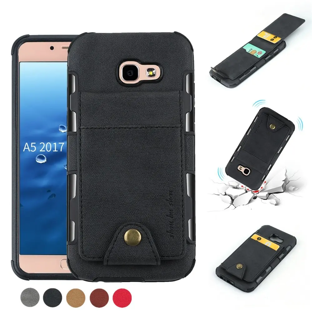 

Slim Back Case For Samsung Galaxy A3 A5 A7 2017 Case Canvas Shockproof Card Slot Holder Flip Cover samsung A720 A520 A320 case