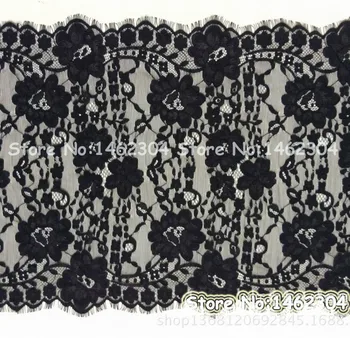 

Hotselling 43CMx300CM/PC Black/White Trim high quality swiss voile laces switzerland 100%Nylon Yarn