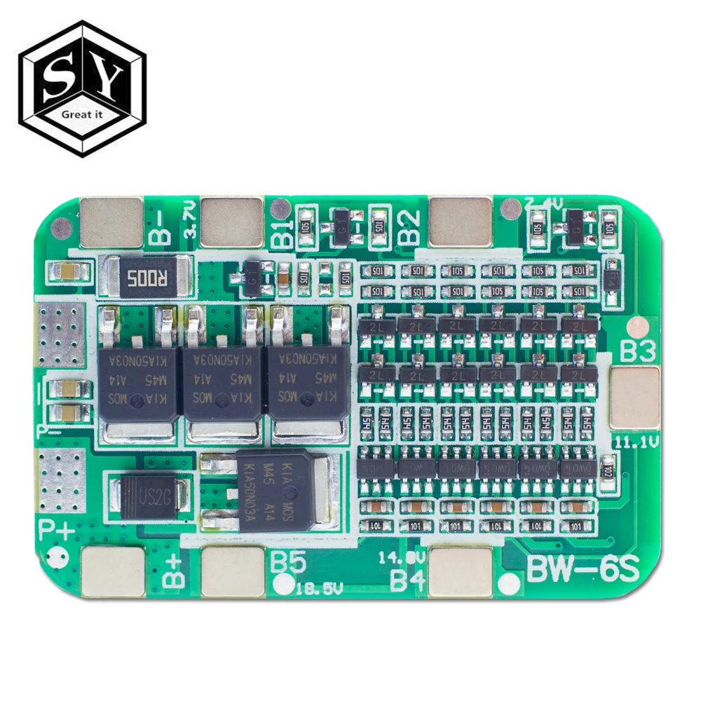 

1PCS Great IT 6S 15A 24V PCB BMS Protection Board For 6 Pack 18650 Li-ion Lithium Battery Cell Module New Arrival