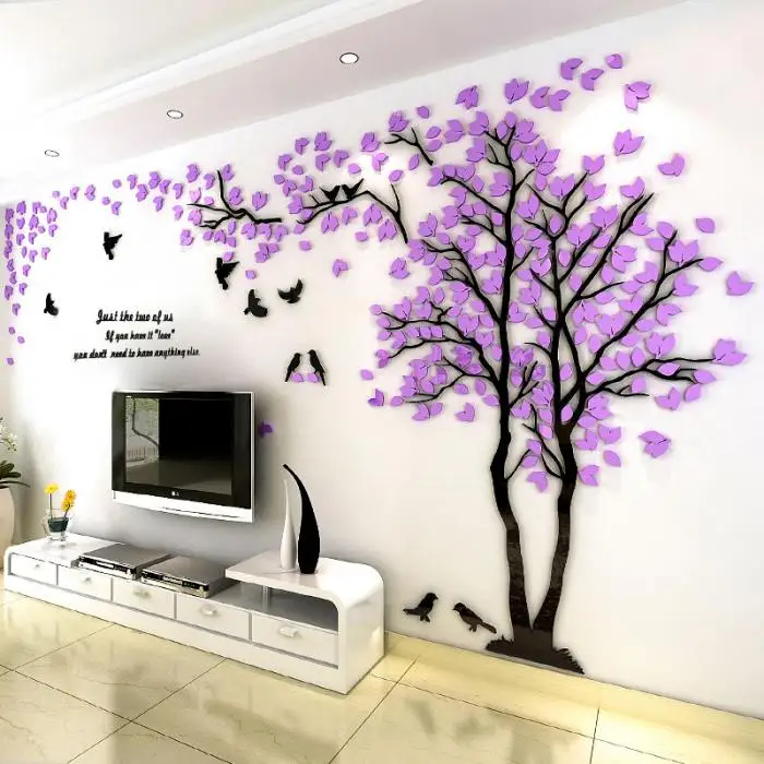 3D креативные настенные художественные наклейки на стену с изображением дерева, Съемные Виниловые настенные наклейки, настенные фрески, фон для телевизора, домашний декор, водонепроницаемые наклейки на стену