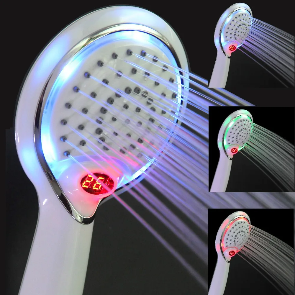 Lcd Shower.Led Hand held Shower Head.3 Colors Led Shower head With
