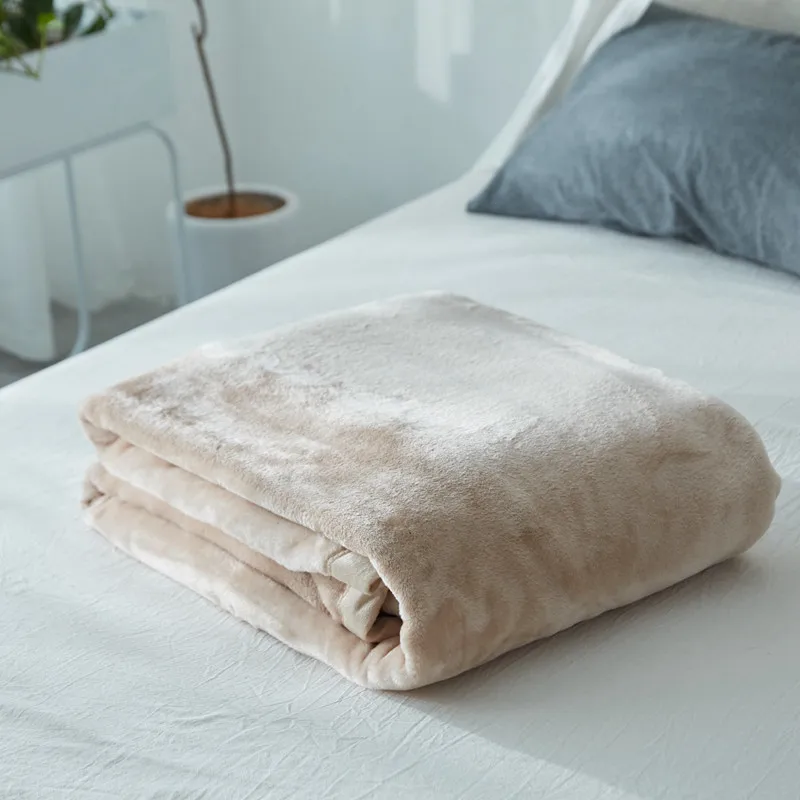 

Light tan fleece blanket on the bed,multi-size soft bedding,ungraded flannel solid color bedspread,summer Bed cover warm blanket