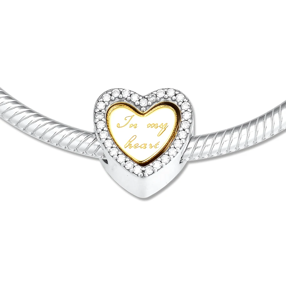 

Silver 925 Jewelry Shine In My Heart Charms Fits Pandora Bracelet Beads for Jewelry Making Original Sterling Silver Bead Charm