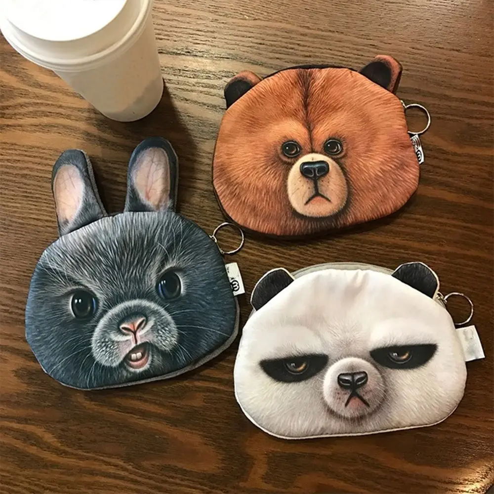 

Cartoon Animal Coin Bag Canvas Printing Short Zipper Coin Purse Shopping Casual for Girls Ladies Boys Kids