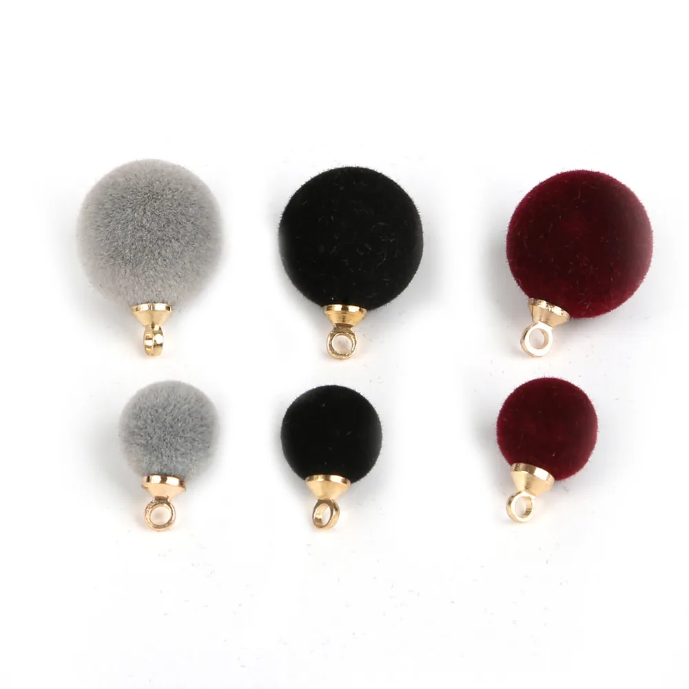 

10pcs 8mm12mm Mini Flocking Pompom Ball Charms Velvet Bead Charm For Jewelry Making DIY Earrings Findings