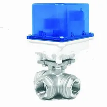 3Way Миниатюрный электромагнитный клапан маленький клапан с электрическим управлением DN20 AC220V DC12V DC24V L/T тип из нержавеющей стали моторизованный шаровой клапан