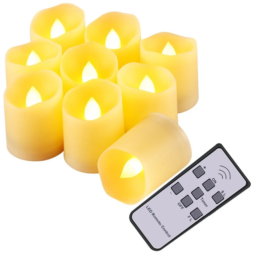 9 Flameless Candles ,Remote Controlled Flickering LED Tea light Candles