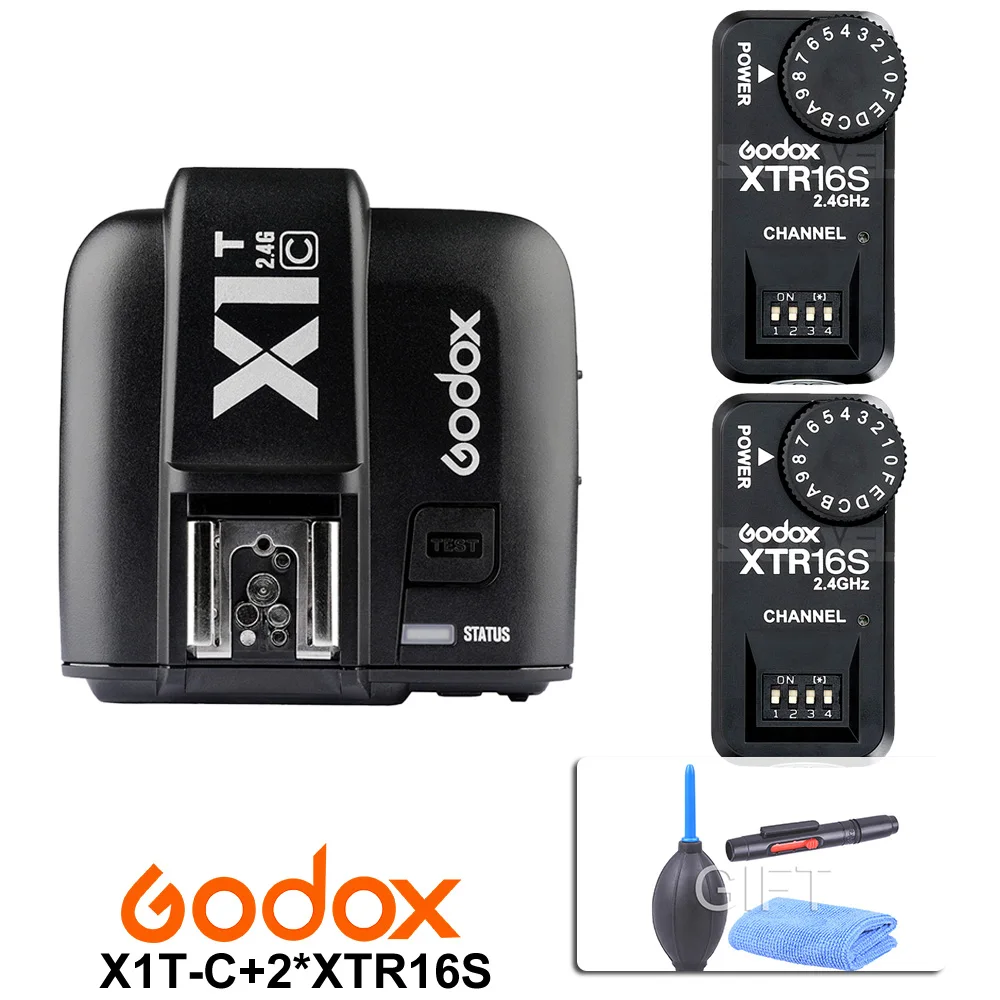 Godox x1t-c TTL 2.4 г Беспроводной триггера для Canon+ 2x xtr-16s флэш-приемник для GODOX V850/v860c/ v850ii/v860iic/v860n/v860ii-f