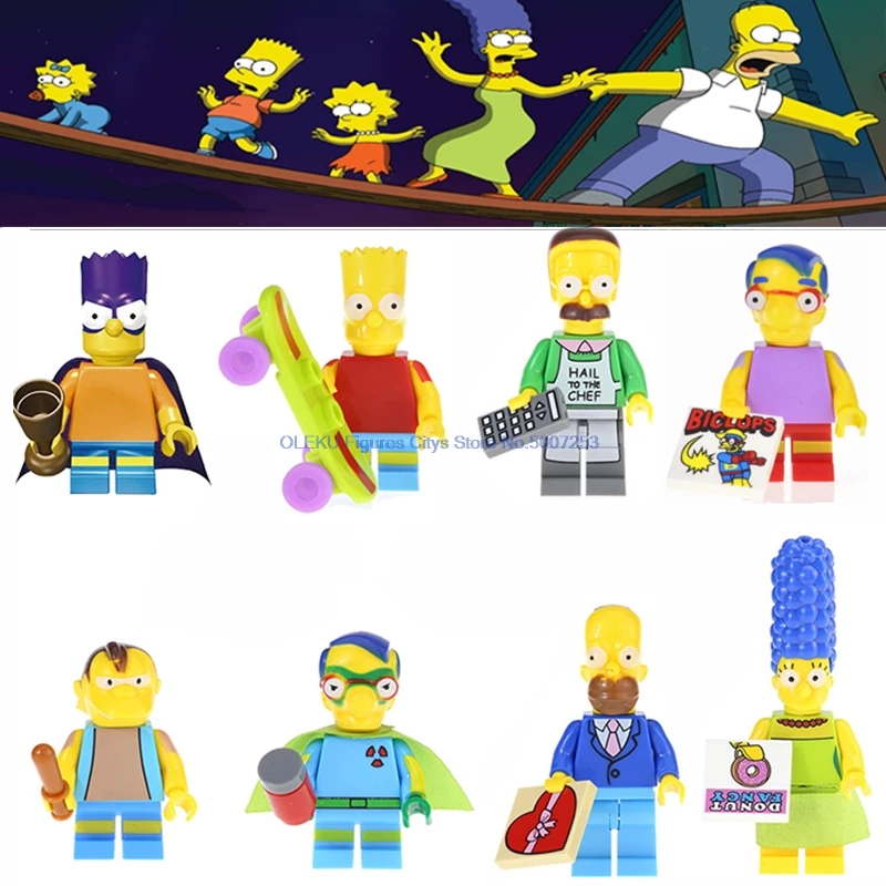 

Cartoon The Simpson Series Figures Marge Homer Bart Kwik-E-Mart 71009 Bart Movie Figures Building Blocks Toys Bricks Kits