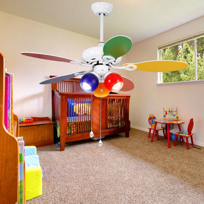 

Ceiling Fans Children toy modern off the ceiling fan light dinner hall color fan light with wooden lamp fan Restaurant ZH FS11