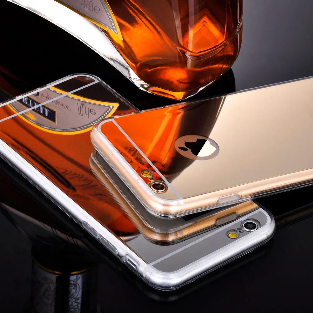Ретро Роскошный прозрачный TPU рамки Bling зеркальная крышка для Iphone 6 S плюс цвета: