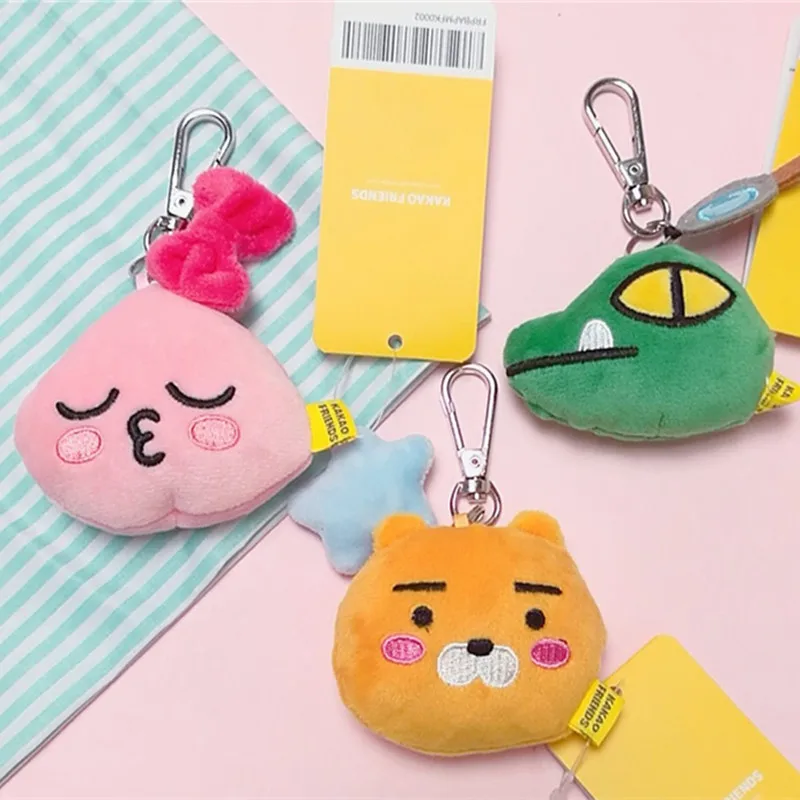 

lovely Anime Kakao Friends Pendant Keychain Korean Cartoon Ryan Stuffed & Plush Toy Cocoa Friend Animal Baby Keychain Kids Gift