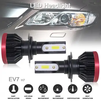 

2pcs Super Mini H7 120W 20000LM 6500K Car COB LED Chips Headlight Bulbs Conversion Kit Lamps Universal Auto Headlamp