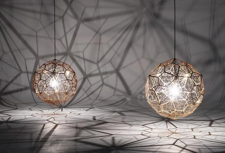 Post-Modern Craft Cord Pendant Light Hollow Stainless Steel Ball Pendant Lamp E27 Fixture Cafe Bar Loft Vintage Luminarias Deco lantern pendant light