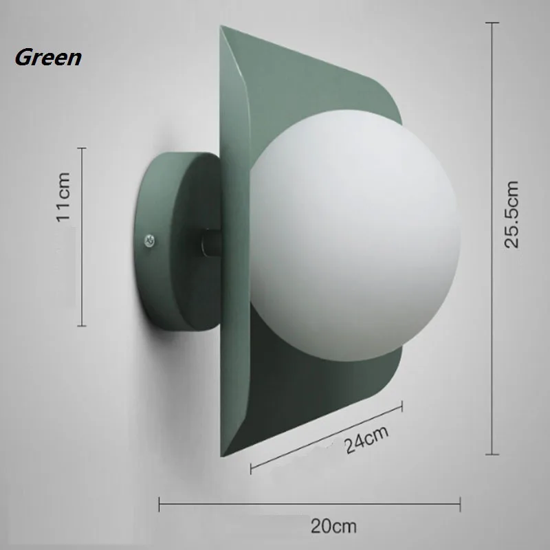 Скандинавский Морден минималистичный настенный светильник светодиодный комнатный, уличный, настенный светильник, светильник для коридора, крыльца, бра, освещение Lamparas de Pared - Цвет абажура: green
