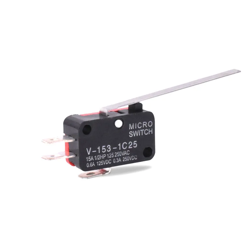 10Pcs Long Straight Hinge Lever SPDT Micro Limit Switch V-153-1C25 |