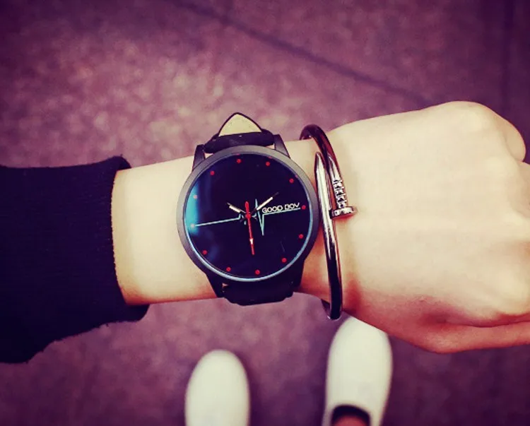 

Fashion ECG Pattern Quartz Watch Women Men Popular MY LOVE/COOL BOY Casual Watch Unisex Wristwatch for Women/Men Lovers