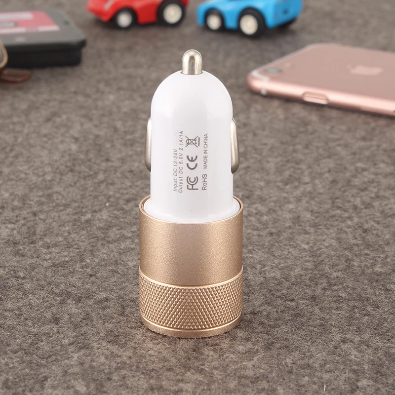Универсальное автомобильное USB зарядное устройство для зарядки металлического плоского мобильного телефона Универсальная зарядка 2,1 V маленькое стальное автомобильное зарядное устройство